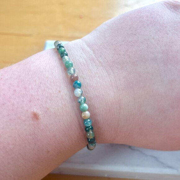 Handmade Jewelry - Small Earth Tone Glass Bead Elastic Bracelet